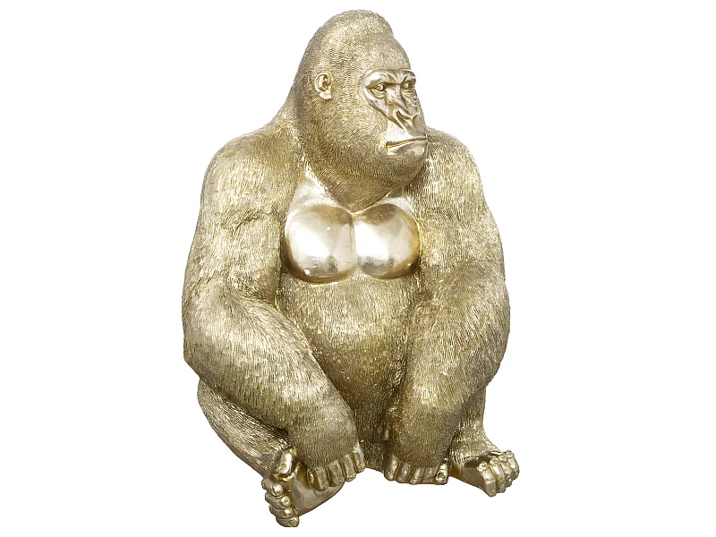 Statuette Déco "Gorille Assis" 61cm Or