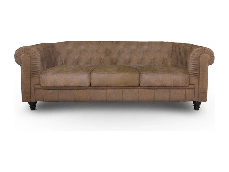 Canapé 3 Places "Chesterfield" 207cm Marron Vintage