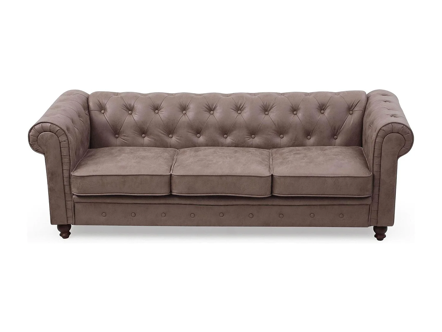 Canapé 3 Places "Chesterfield" 207cm Marron Vintage