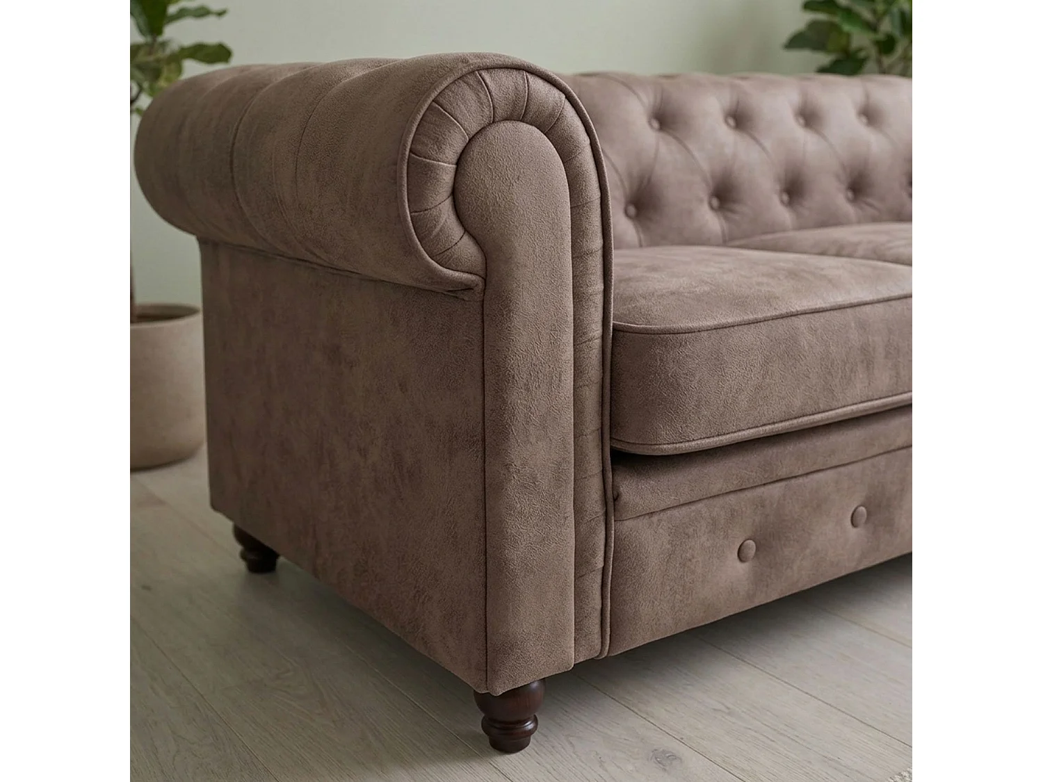 Canapé 3 Places "Chesterfield" 207cm Marron Vintage