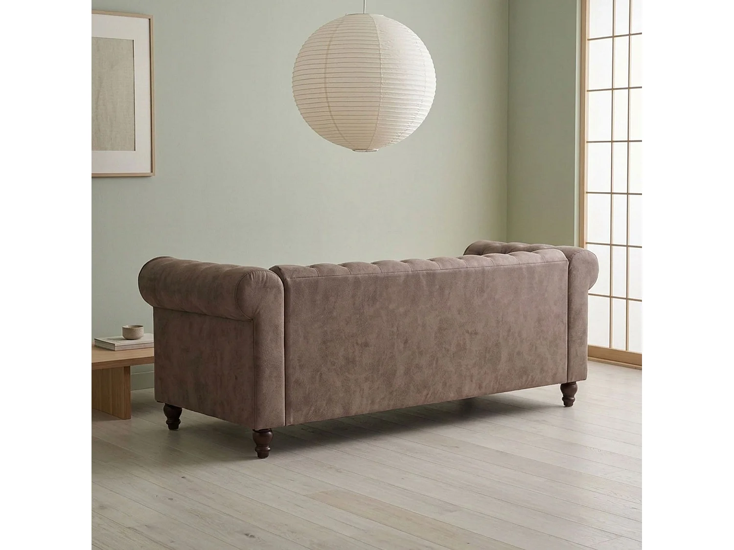 Canapé 3 Places "Chesterfield" 207cm Marron Vintage