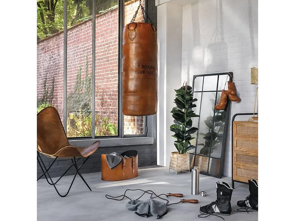 Sac de Boxe en Cuir Déco "Loft" 100cm Marron