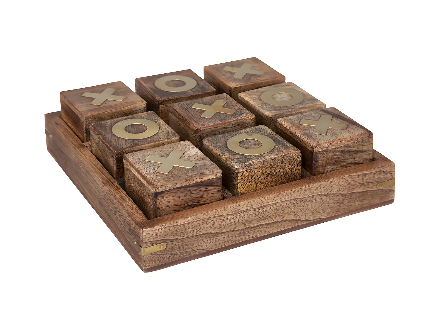 Jeu Morpion Déco "Bois d'Acacia" 23cm Marron