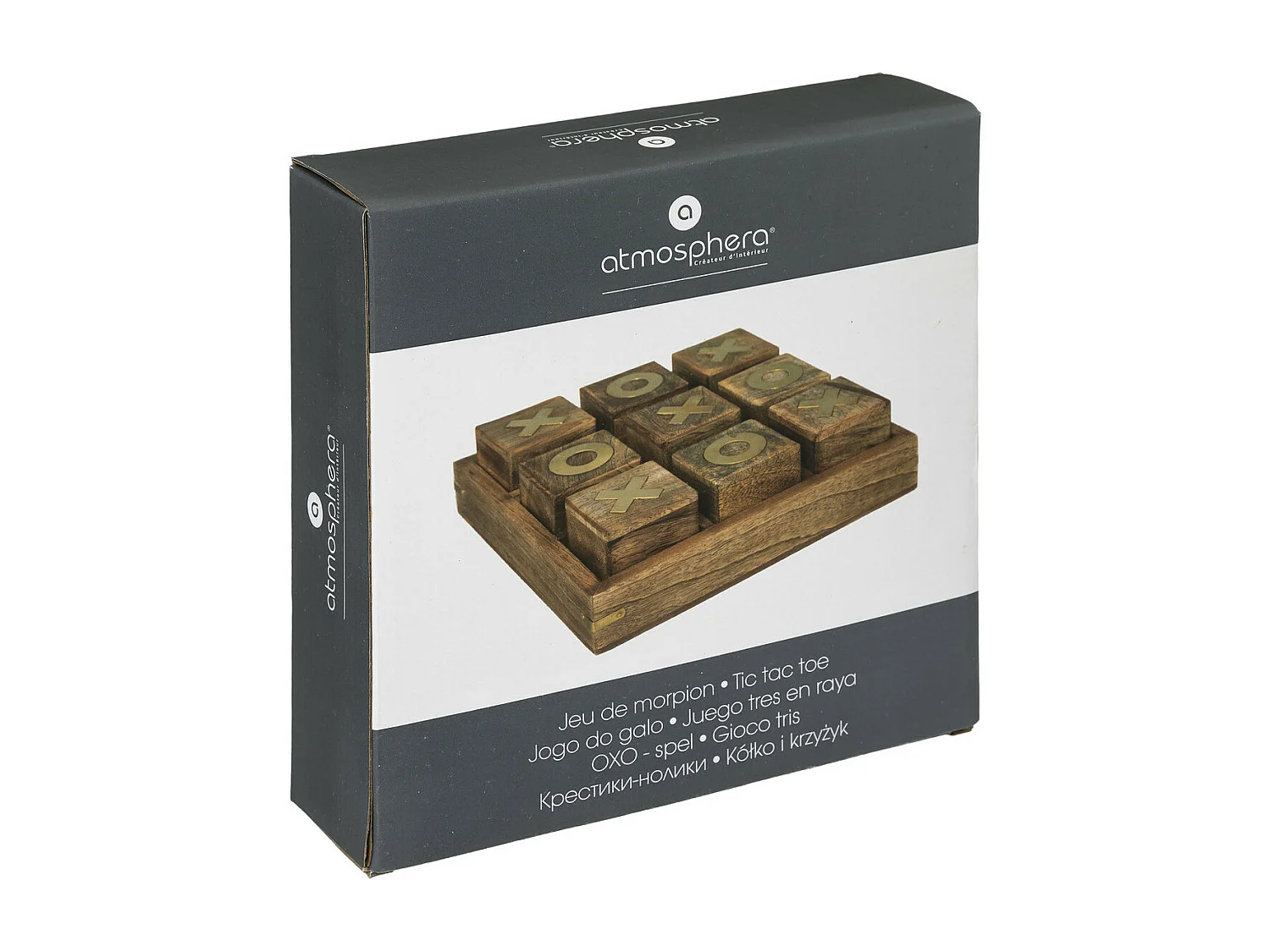 Jeu Morpion Déco "Bois d'Acacia" 23cm Marron