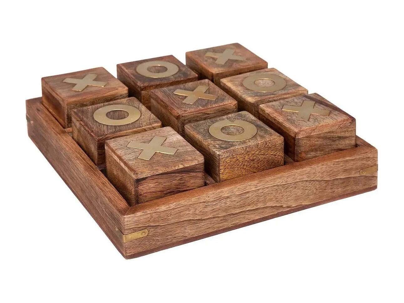 Jeu Morpion Déco "Bois d'Acacia" 23cm Marron