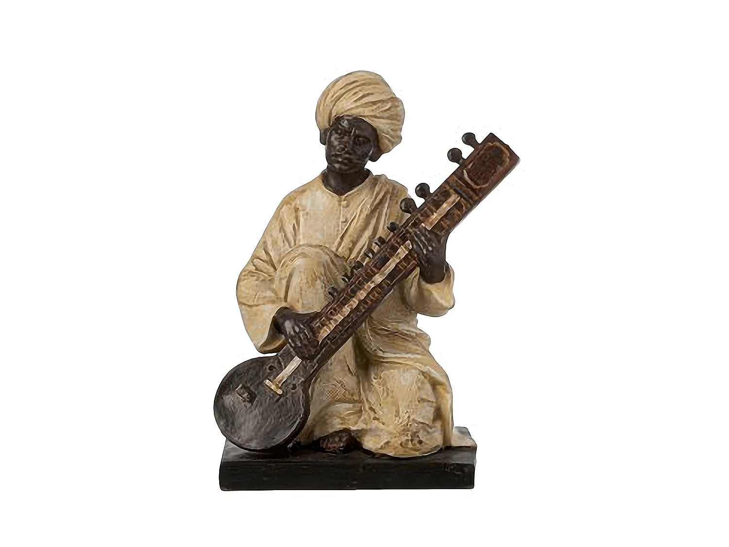Statue Déco en Résine "Indien Musique" 24cm Beige
