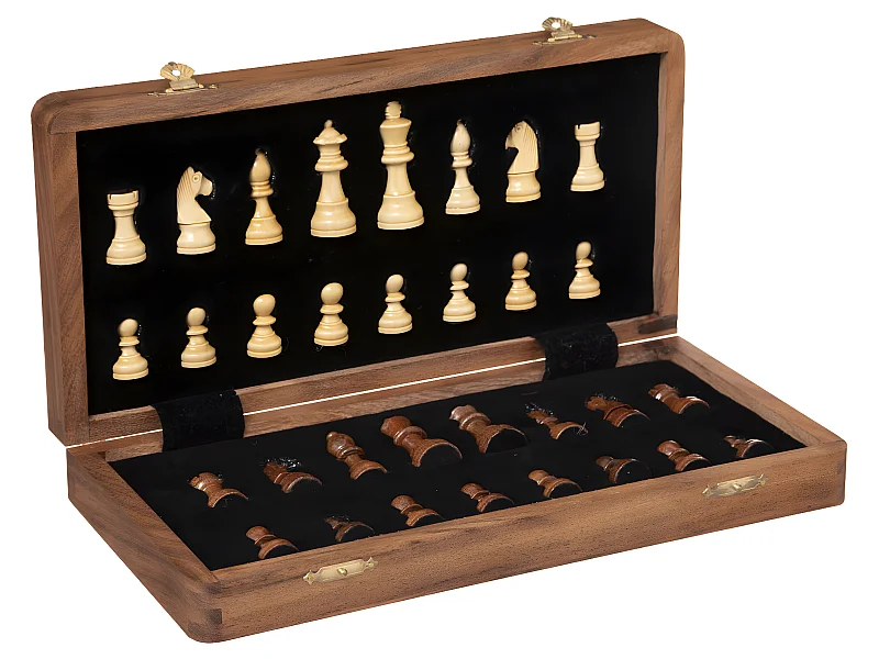 Jeu d'Échec Déco "Bois d'Acacia" 33cm Marron