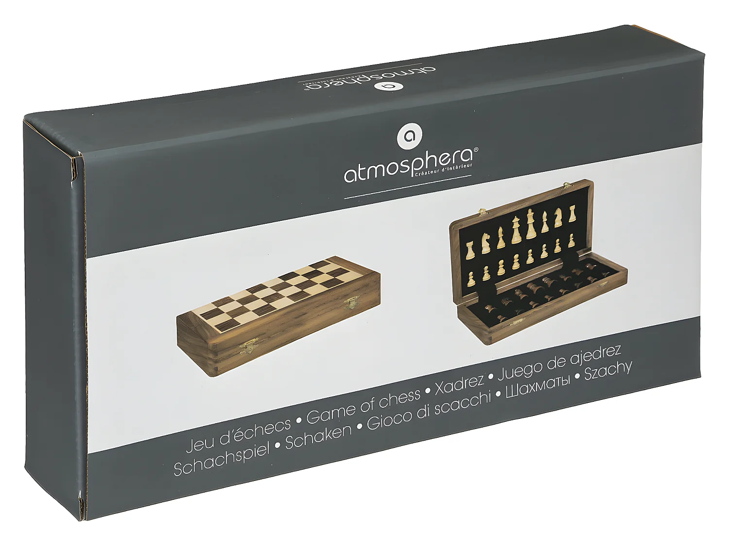 Jeu d'Échec Déco "Bois d'Acacia" 33cm Marron