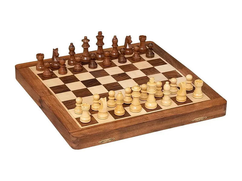 Jeu d'Échec Déco "Bois d'Acacia" 33cm Marron