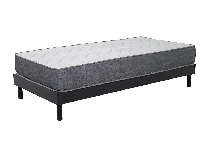 Ensemble Matelas mousse Luxe - 90x190cm - mousse et Sommier kit gris