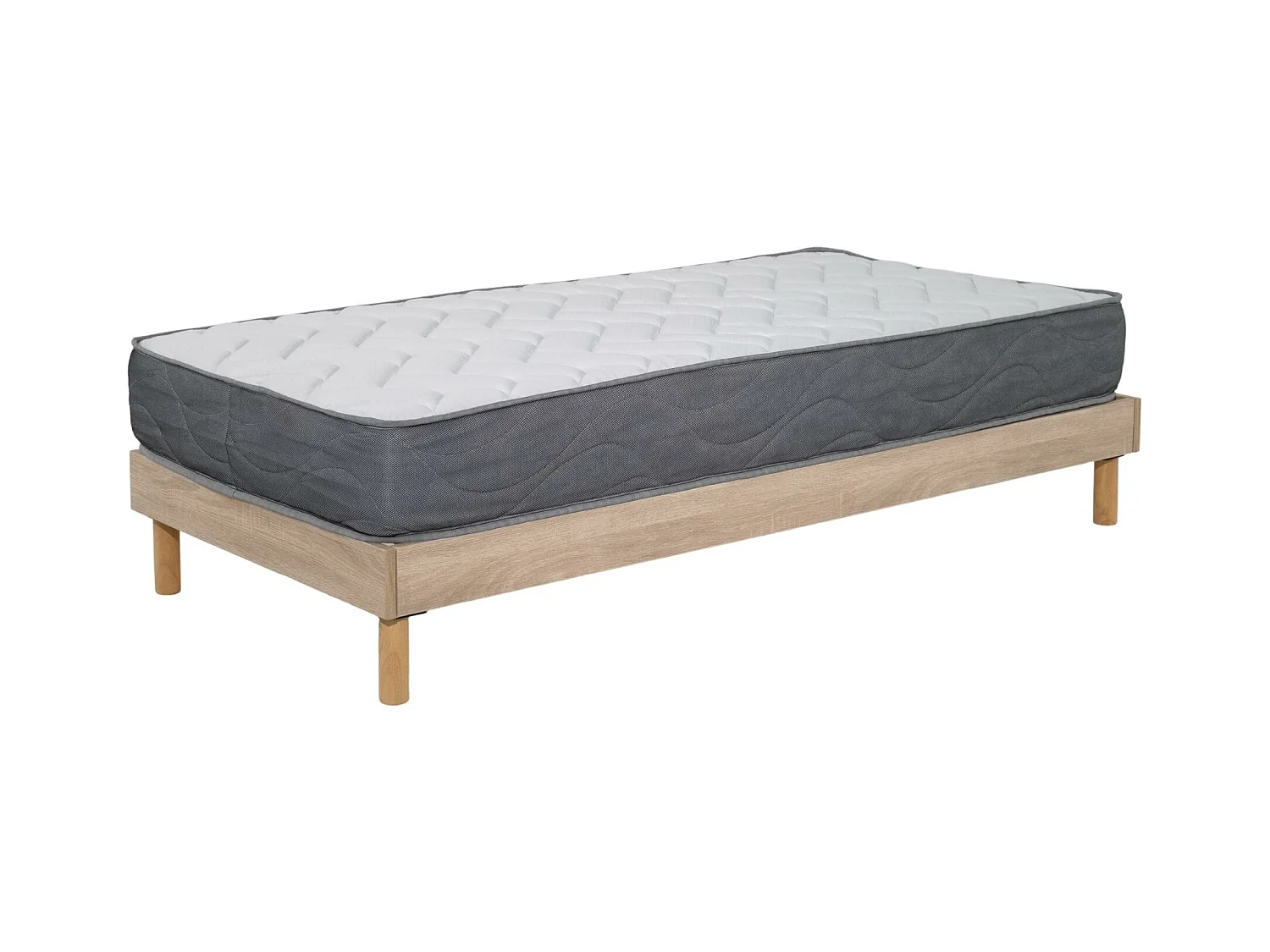 Ensemble Matelas mousse Luxe - 90x190cm - mousse et Sommier kit couleur chêne