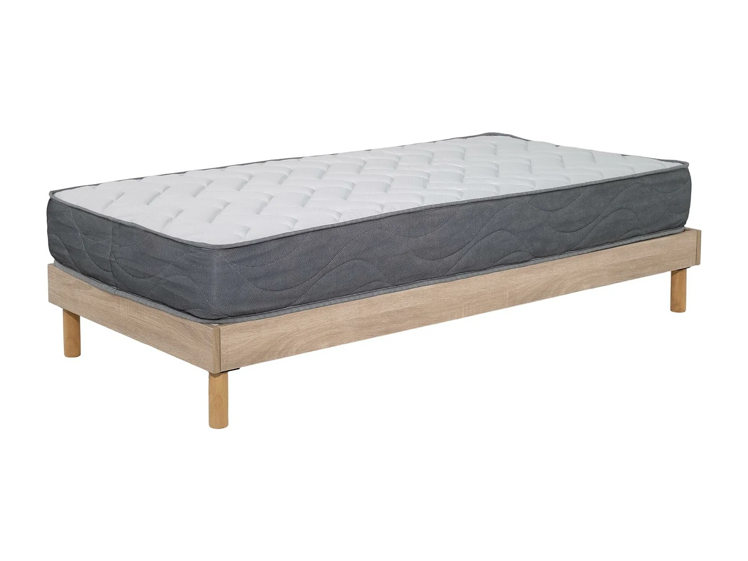Ensemble Matelas mousse Luxe - 90x190cm - mousse et Sommier kit couleur chêne