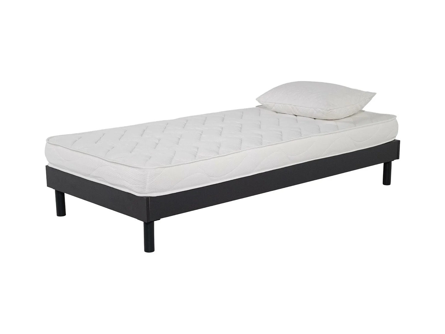 Ensemble Matelas mousse ECO - 90x190 et 1 Oreiller flocons mémoire 50x70 - Sommier kit Gris