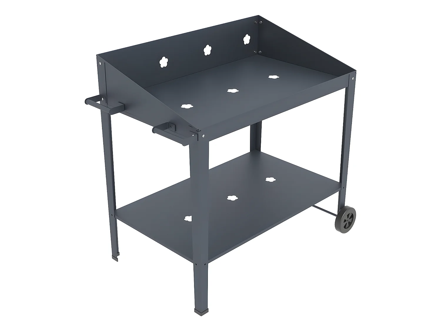 Table de rempotage métal "Orchidée" - 90 x 55 x 90 cm - Gris