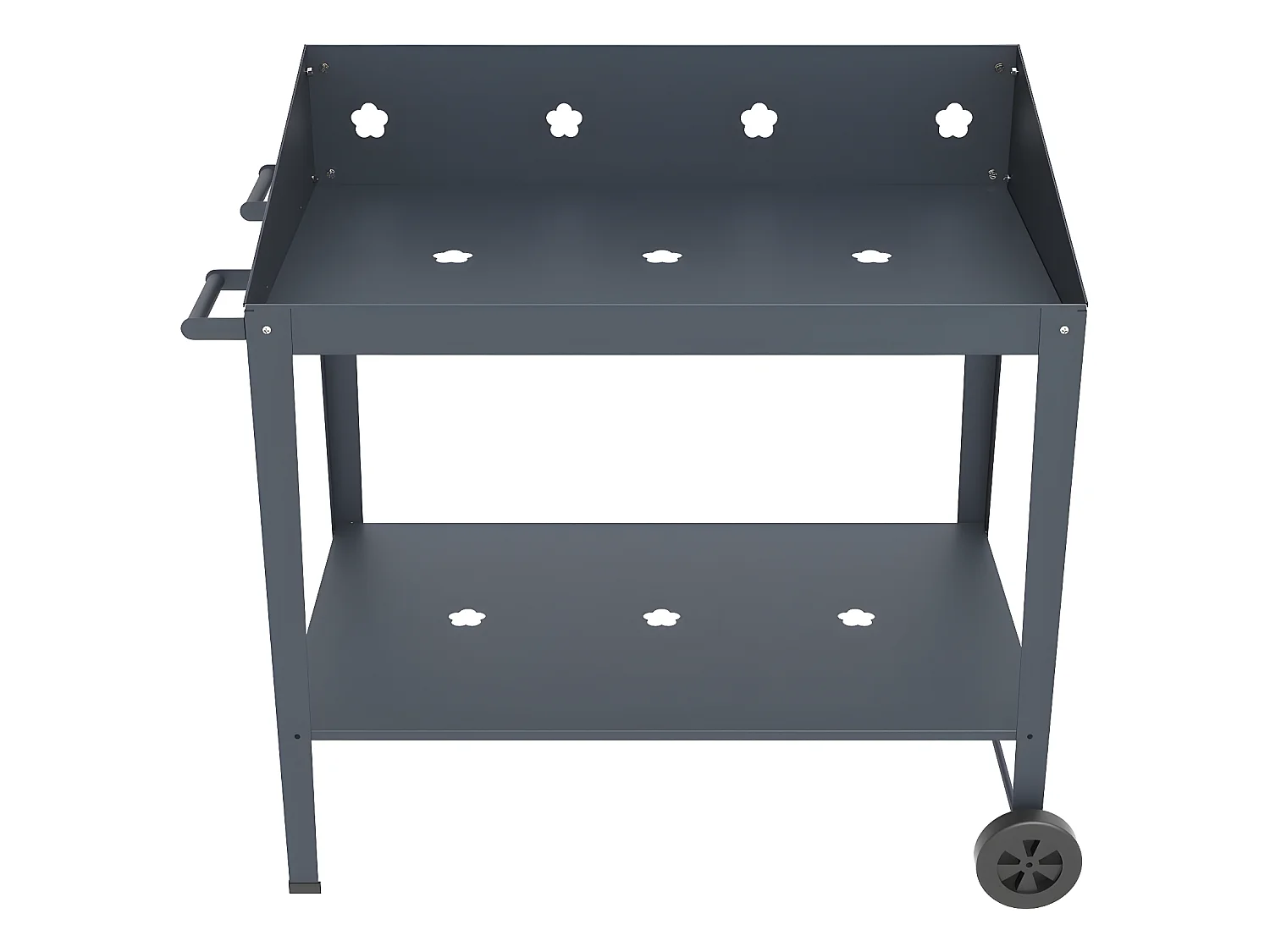 Table de rempotage métal "Orchidée" - 90 x 55 x 90 cm - Gris