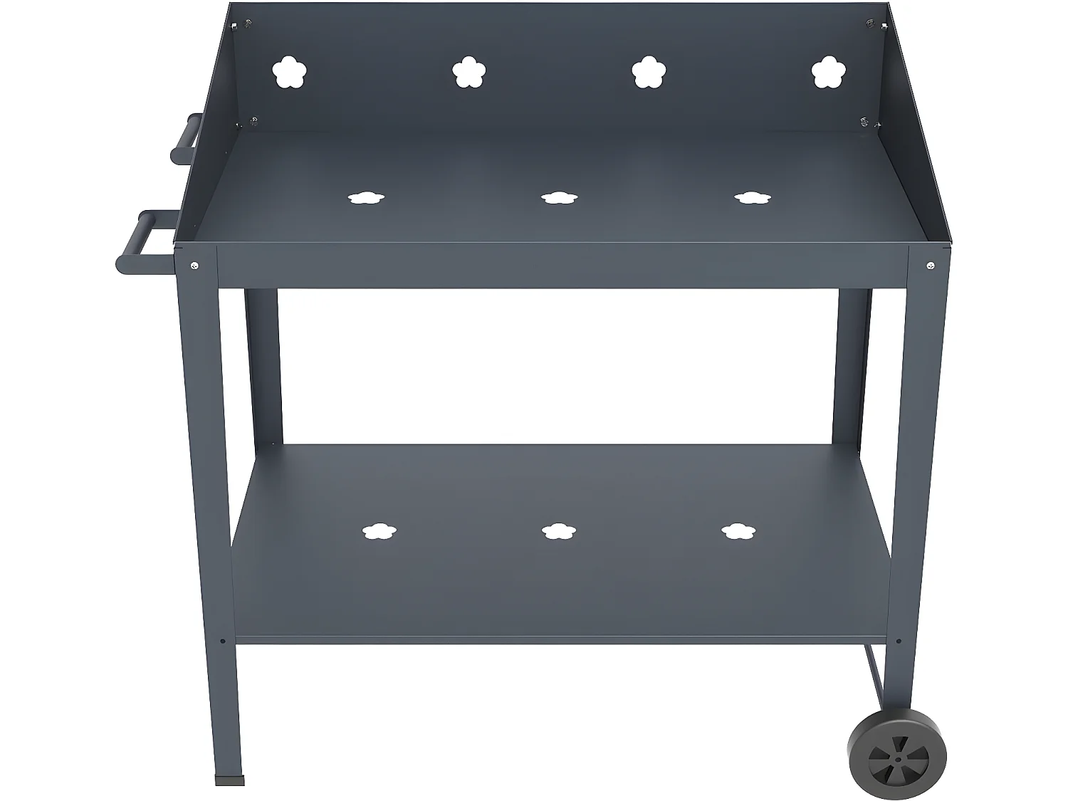 Table de rempotage métal "Orchidée" - 90 x 55 x 90 cm - Gris