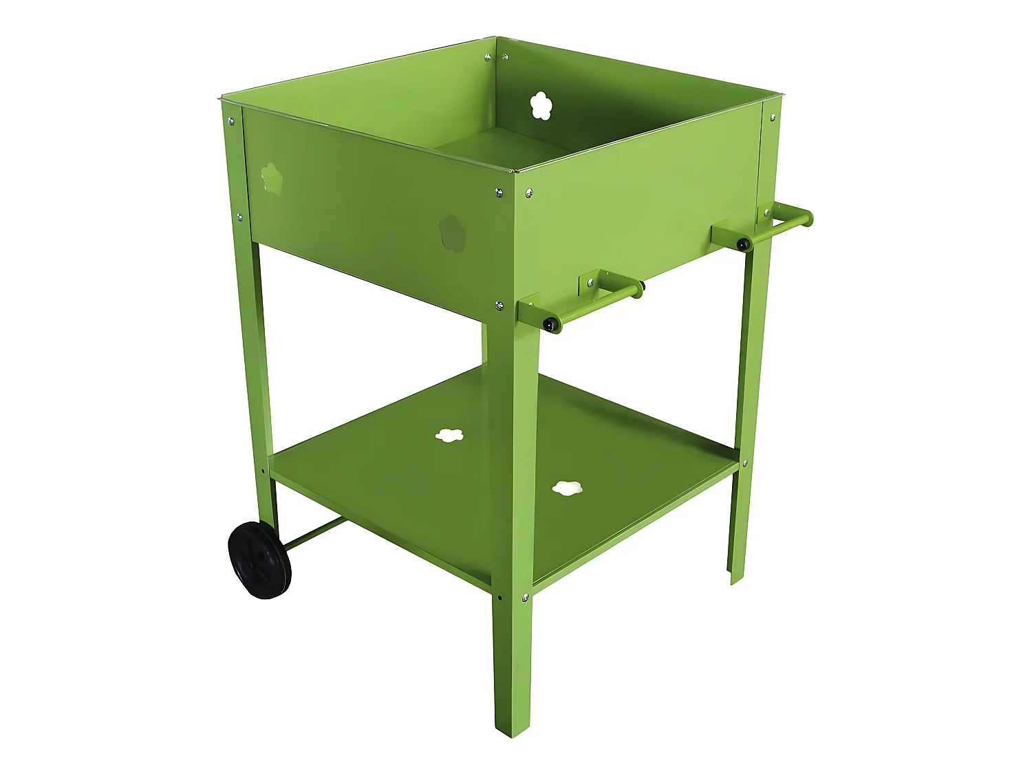 Carrello portavasi in metallo "Laurier" - 55 x 55 x 80 cm - Verde