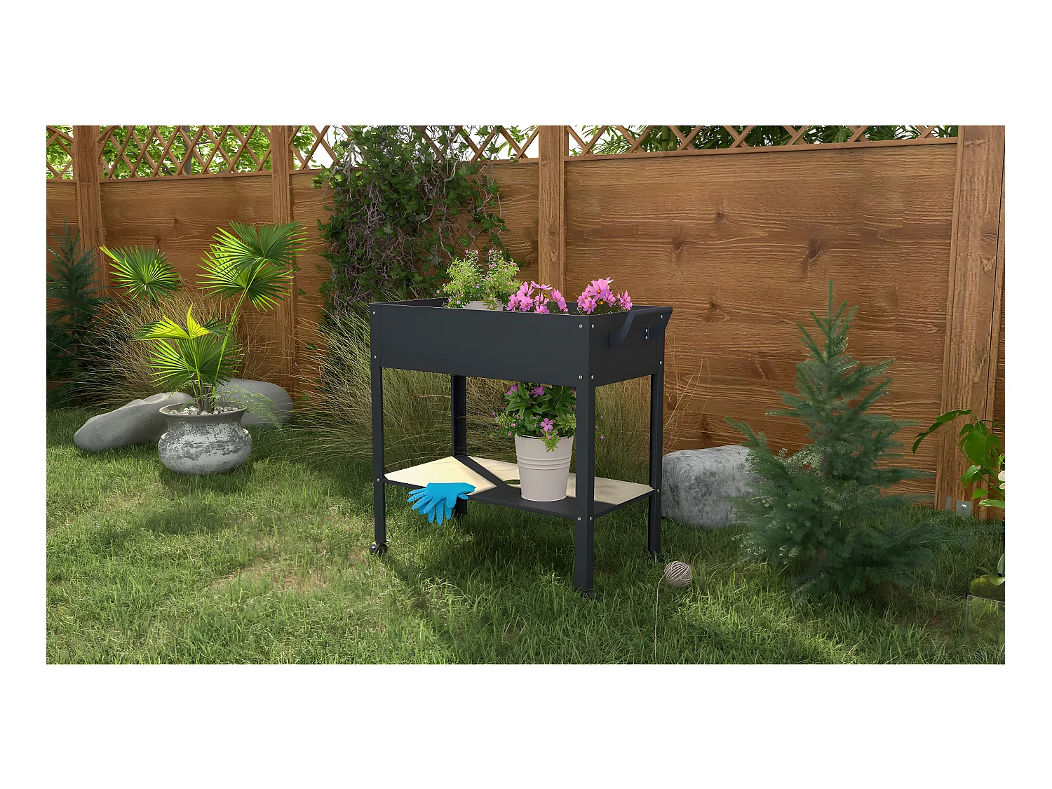 Table de rempotage "Hibiscus" - 82 x 43 x 83 cm - Anthracite