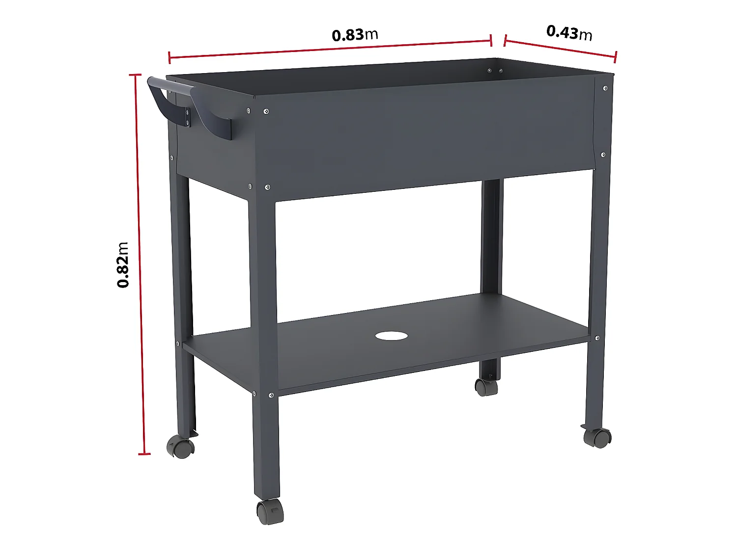 Table de rempotage "Hibiscus" - 82 x 43 x 83 cm - Anthracite