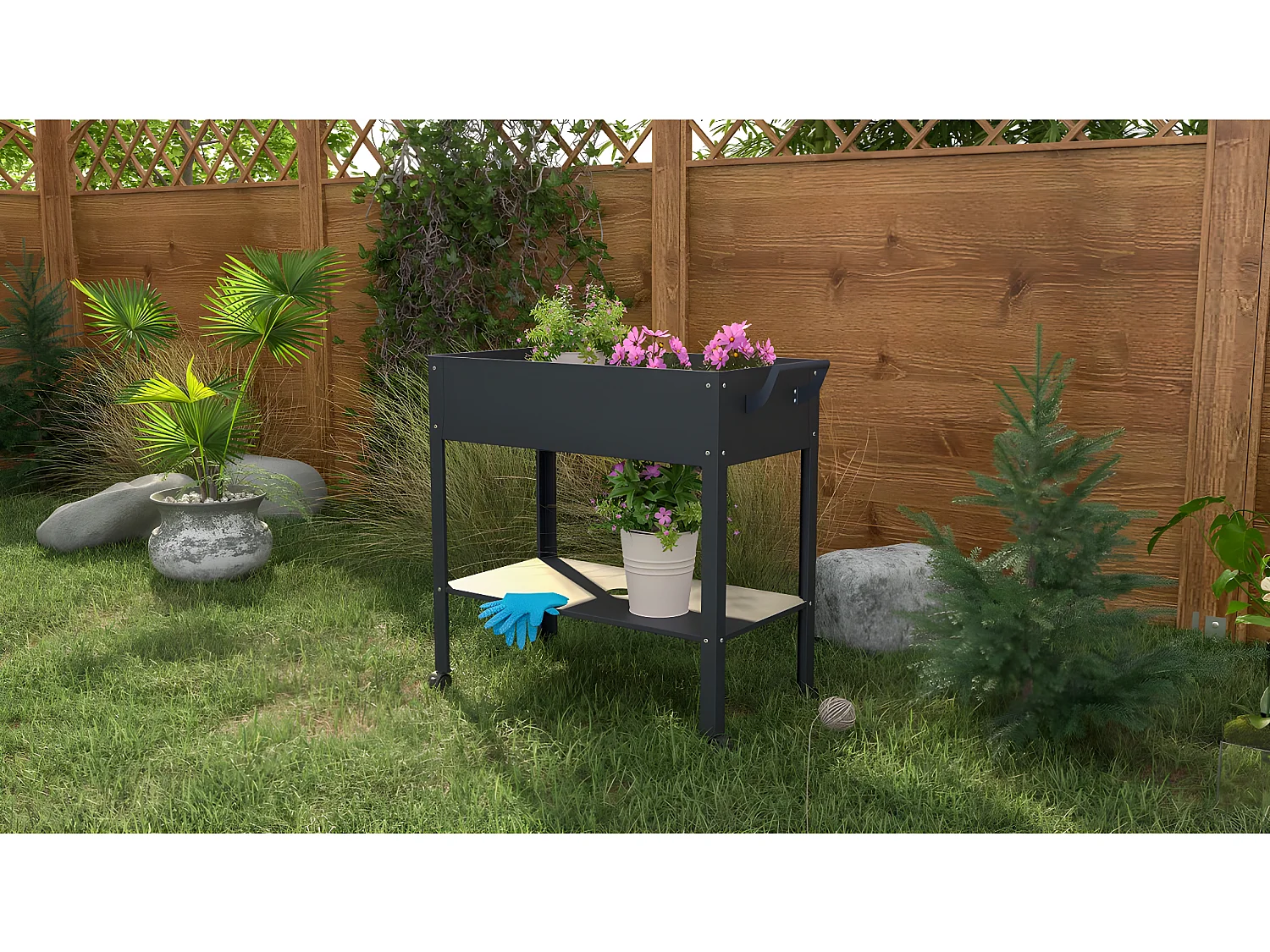 Table de rempotage "Hibiscus" - 82 x 43 x 83 cm - Anthracite