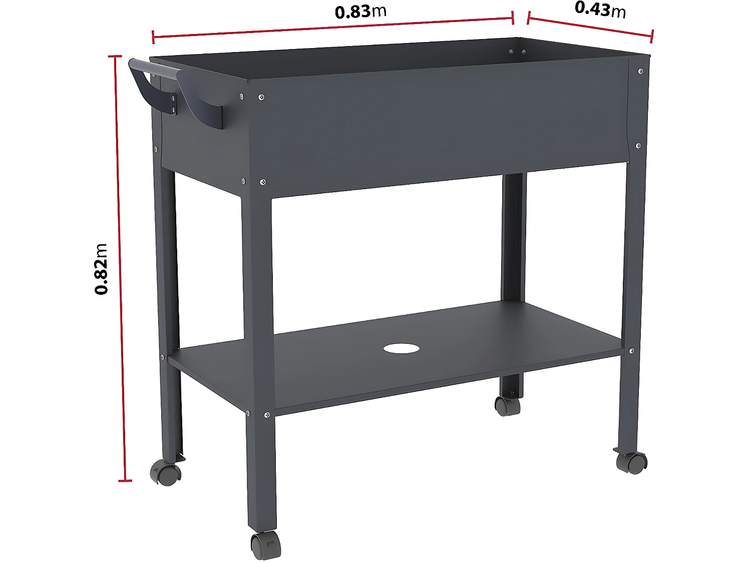 Table de rempotage "Hibiscus" - 82 x 43 x 83 cm - Anthracite