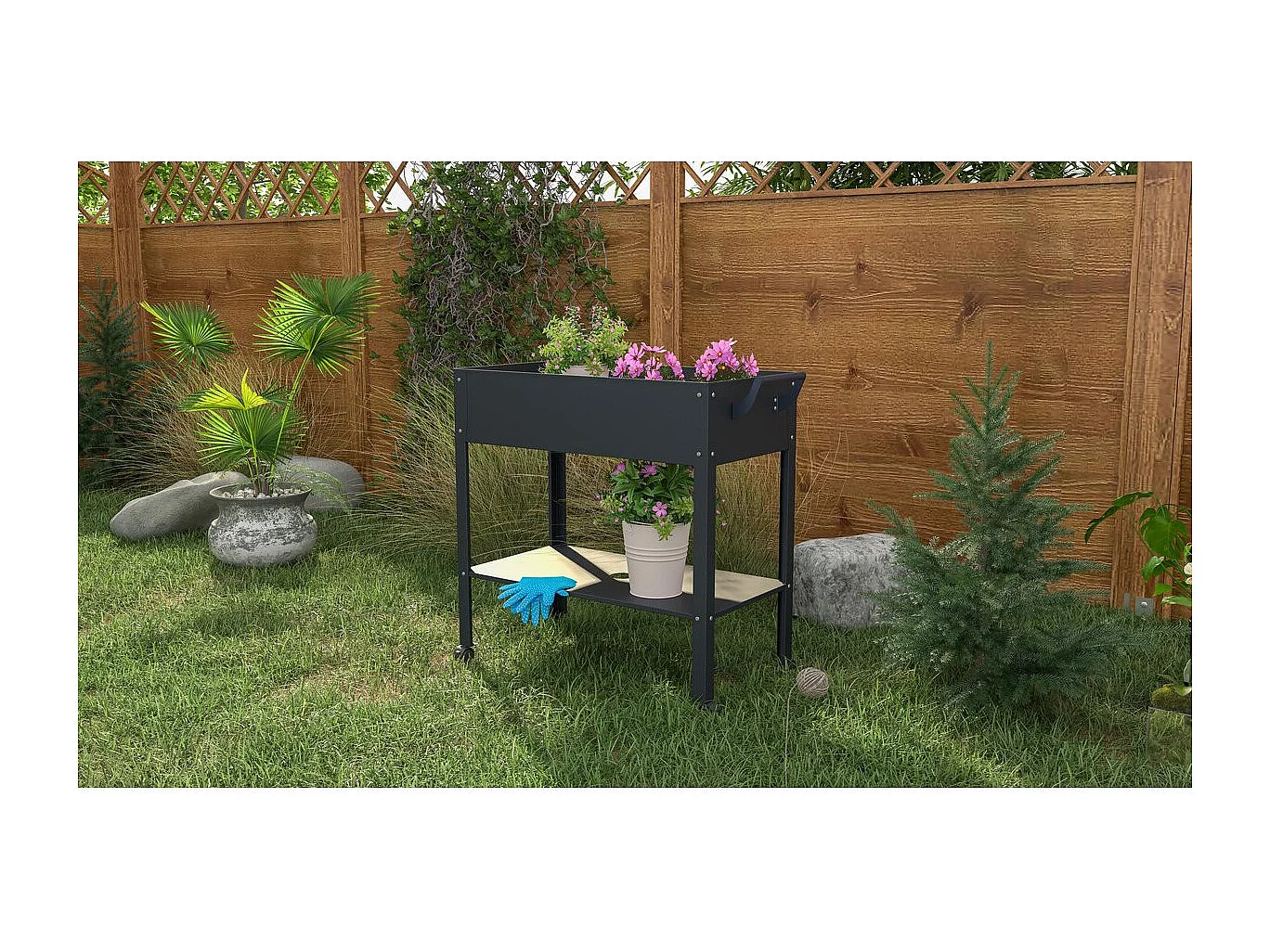 Table de rempotage "Hibiscus" - 82 x 43 x 83 cm - Anthracite