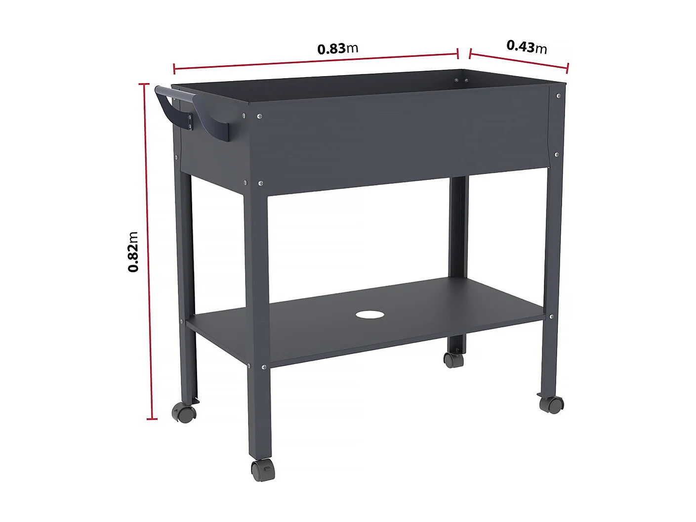 Table de rempotage "Hibiscus" - 82 x 43 x 83 cm - Anthracite