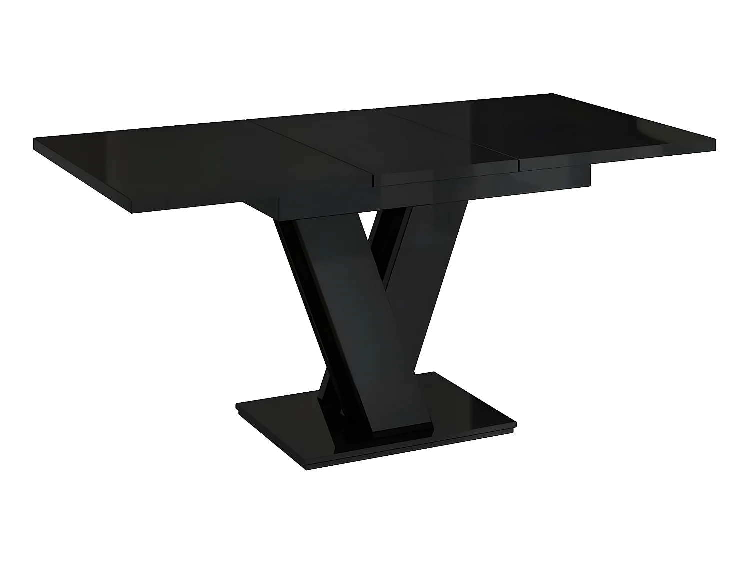 Table repas extensible "Masiv" - 120/160 x 80 x 75 cm - Noir brillant