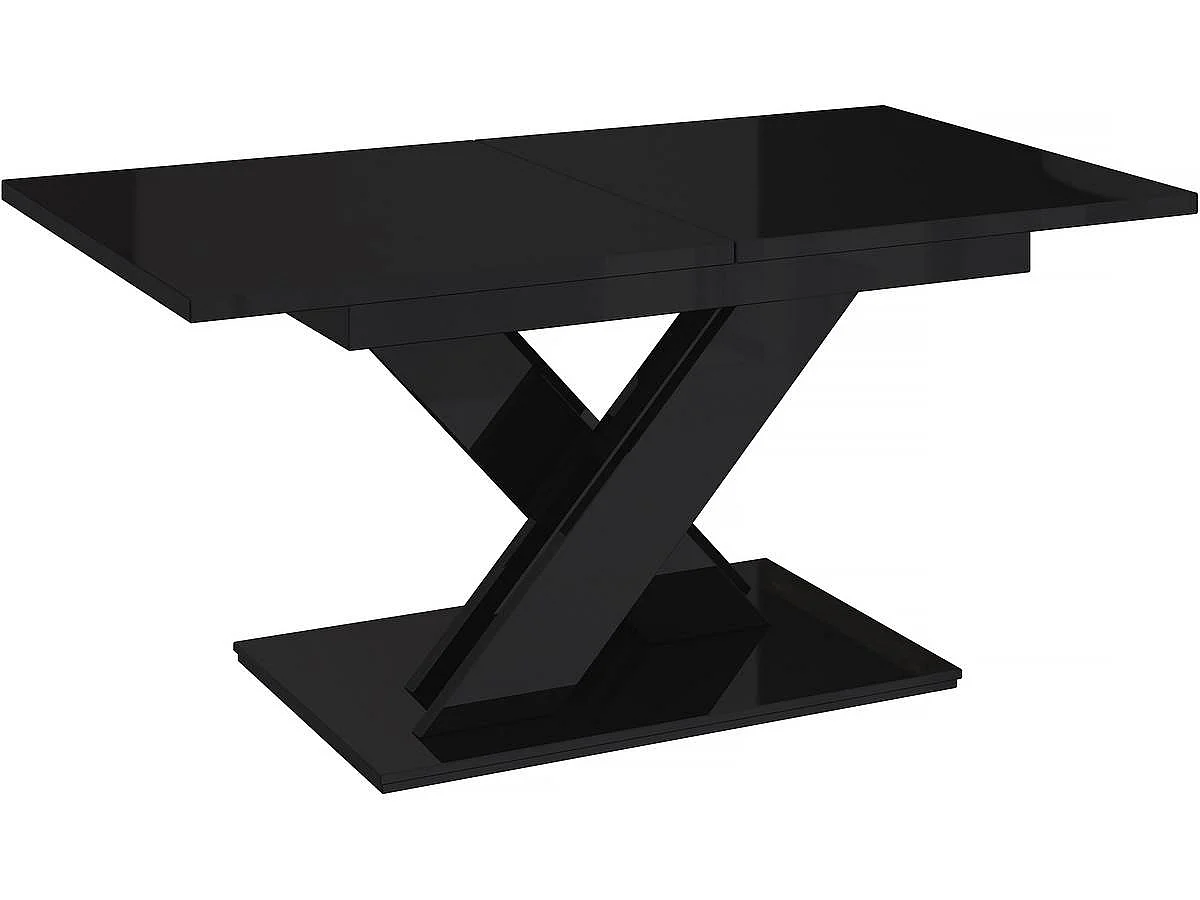 Table repas extensible "Bronx" - 140/180 x 80 x 75 cm - Noir brillant