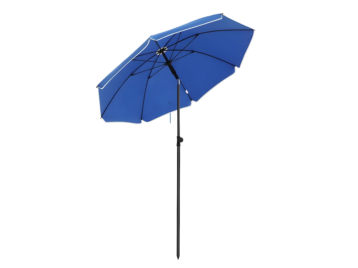 Guarda-sol reto diâmetro 160 cm UV 50+ fibra de vidro nervuras lona de poliéster bolsa de transporte basculante terraço jardim varanda praia azul 12_0001648