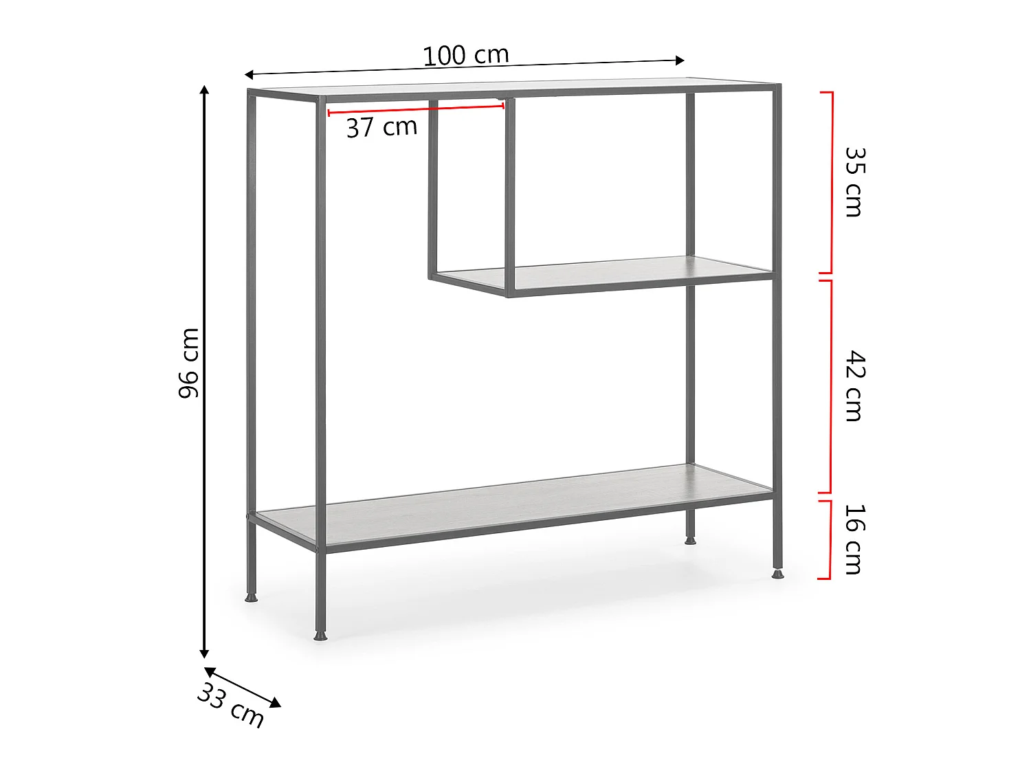 Mobili da ingresso Ines 2 Ripiani, Colore Rovere/Nero