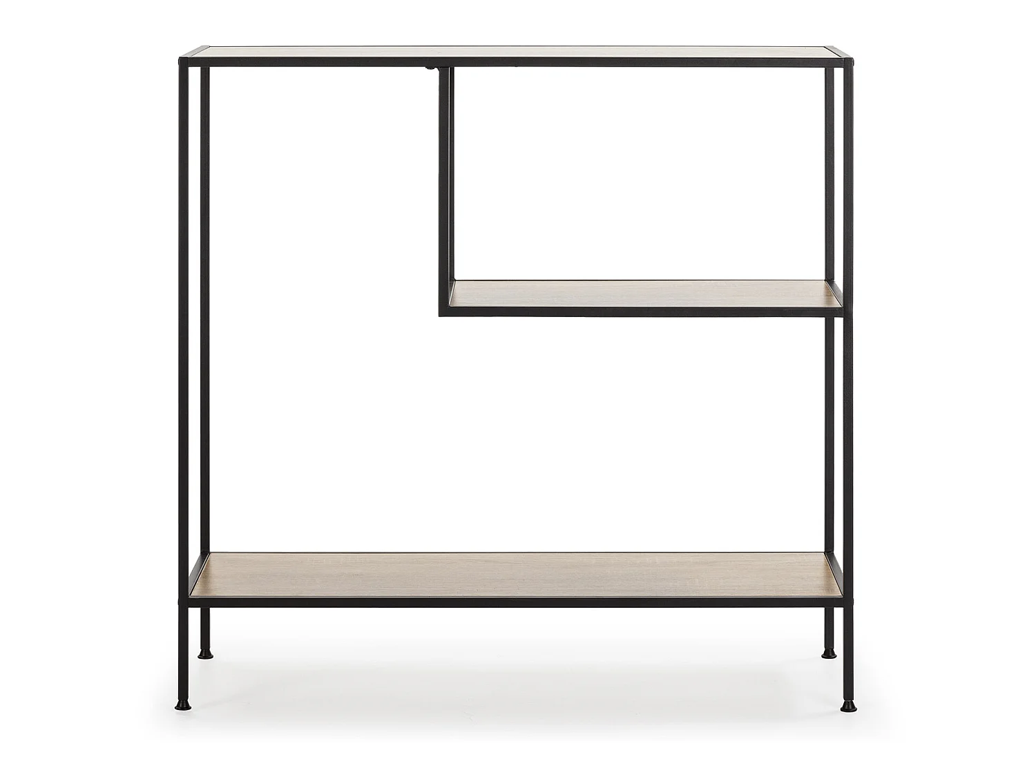 Recibidor Ines con 2 estantes, Color Roble/Negro