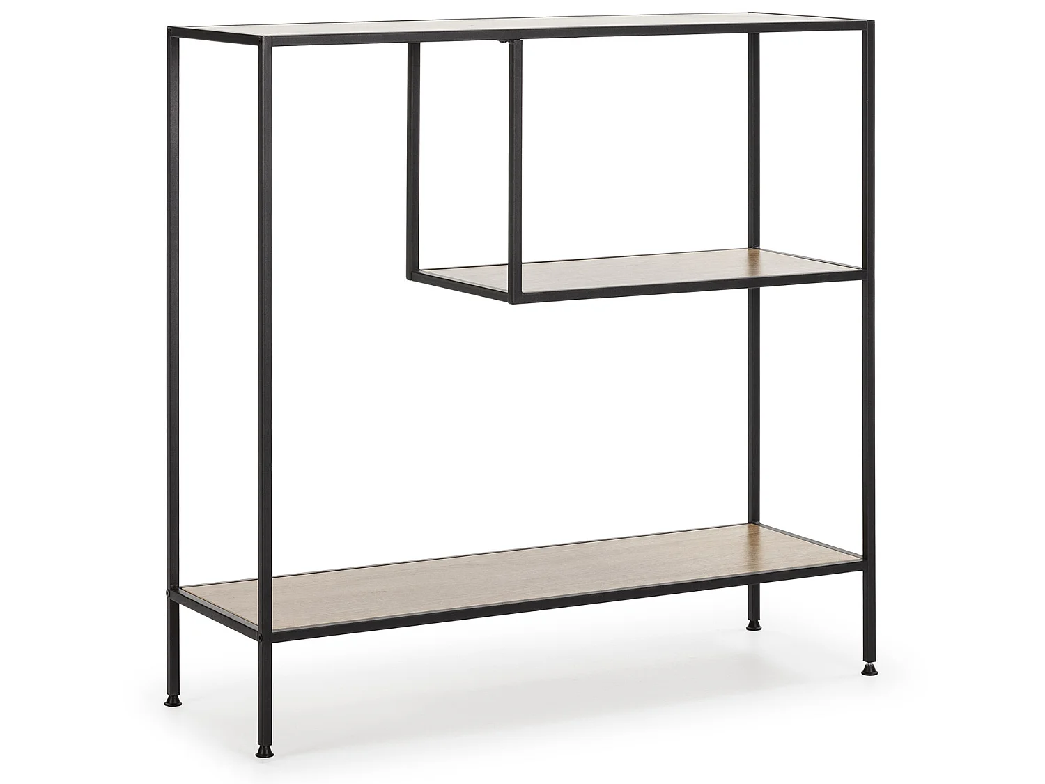 Meuble d'entrée Ines avec 2 étagères, couleur chêne/noir