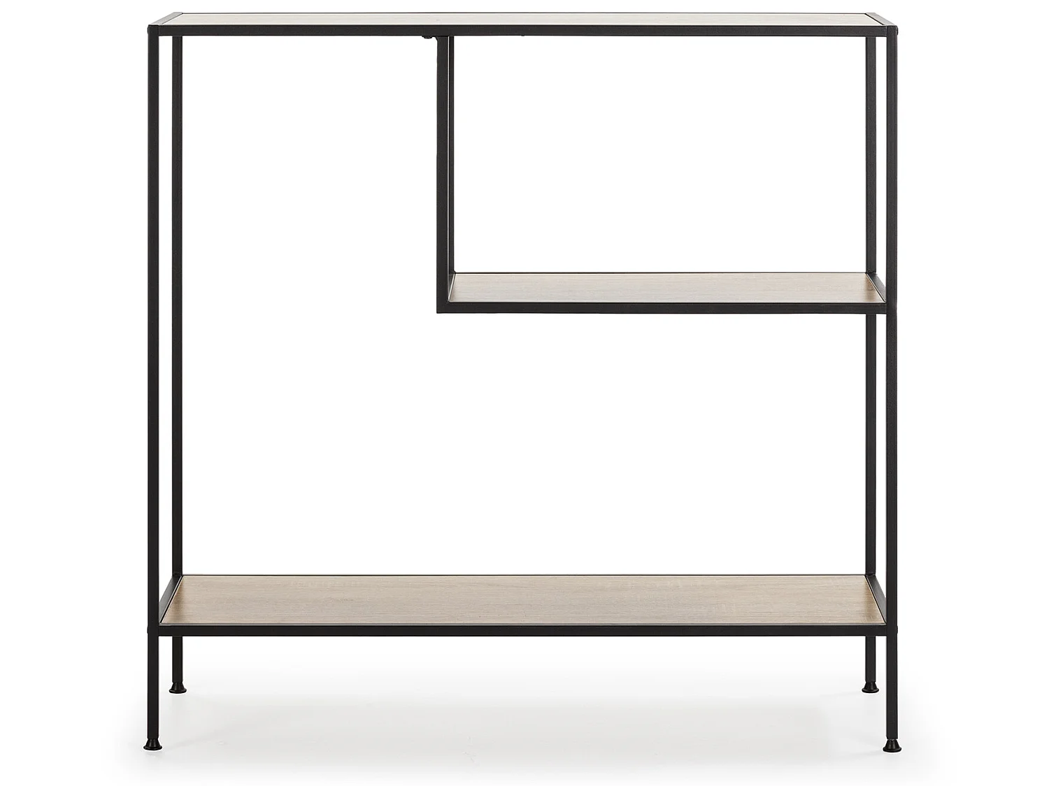 Meuble d'entrée Ines avec 2 étagères, couleur chêne/noir