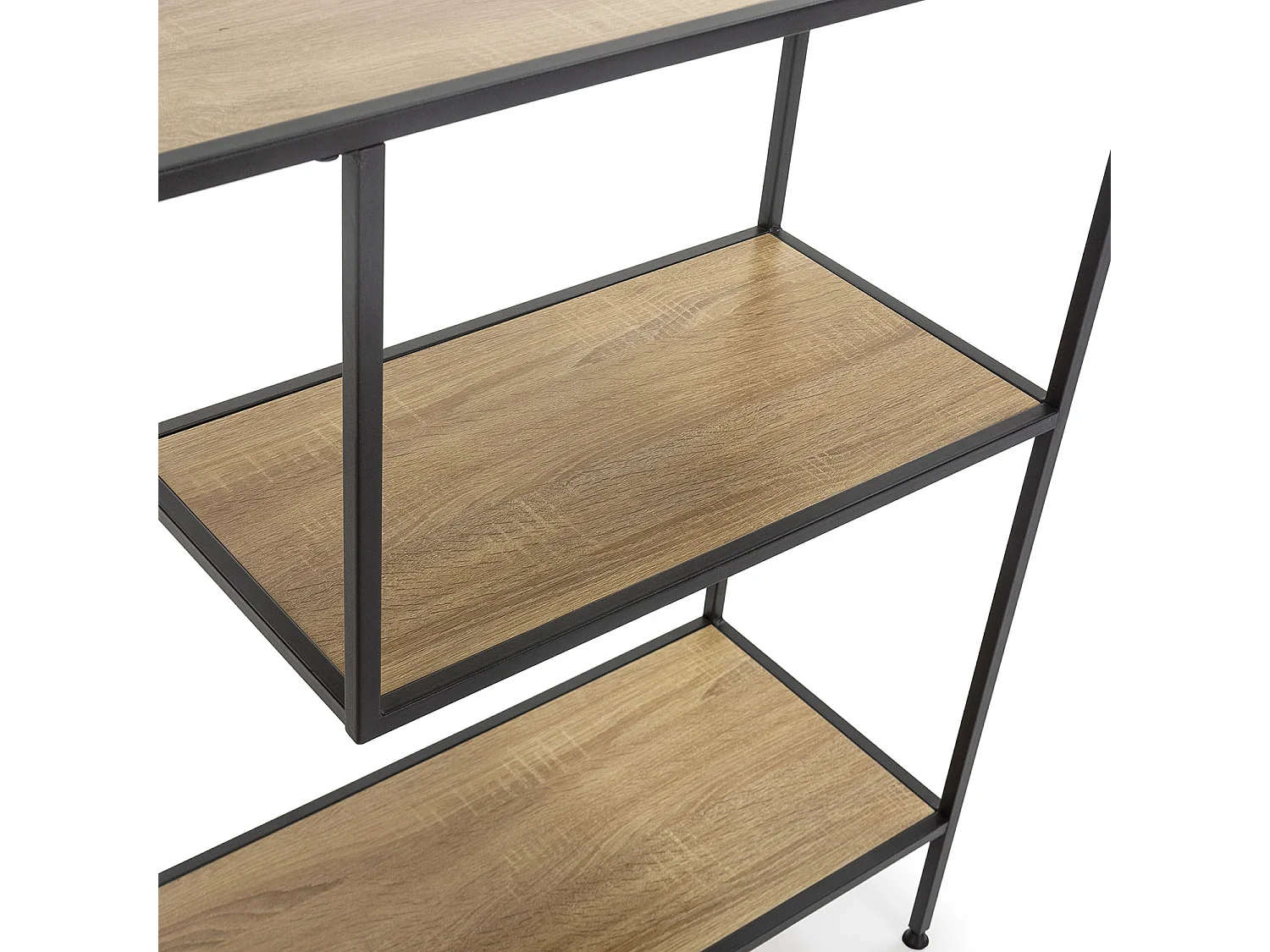 Meuble d'entrée Ines avec 2 étagères, couleur chêne/noir