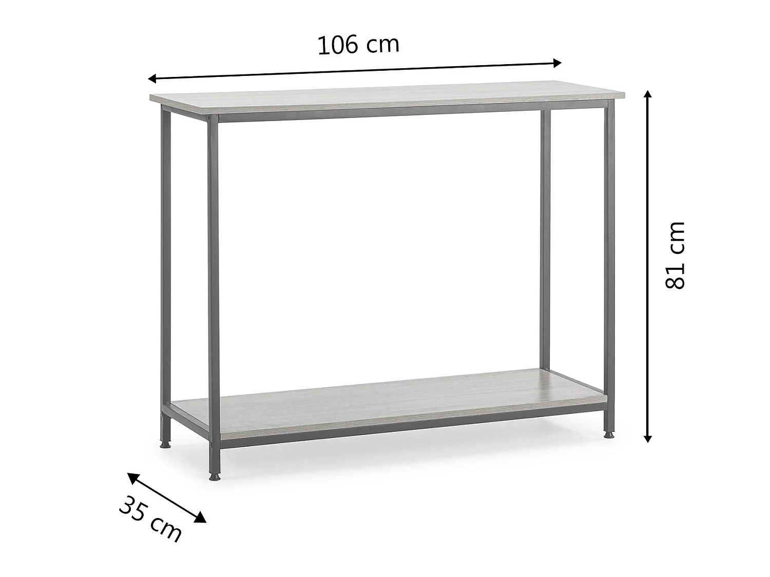 Hal Chloe met 1 Onderste Plank, Kleur Eiken/Zwart