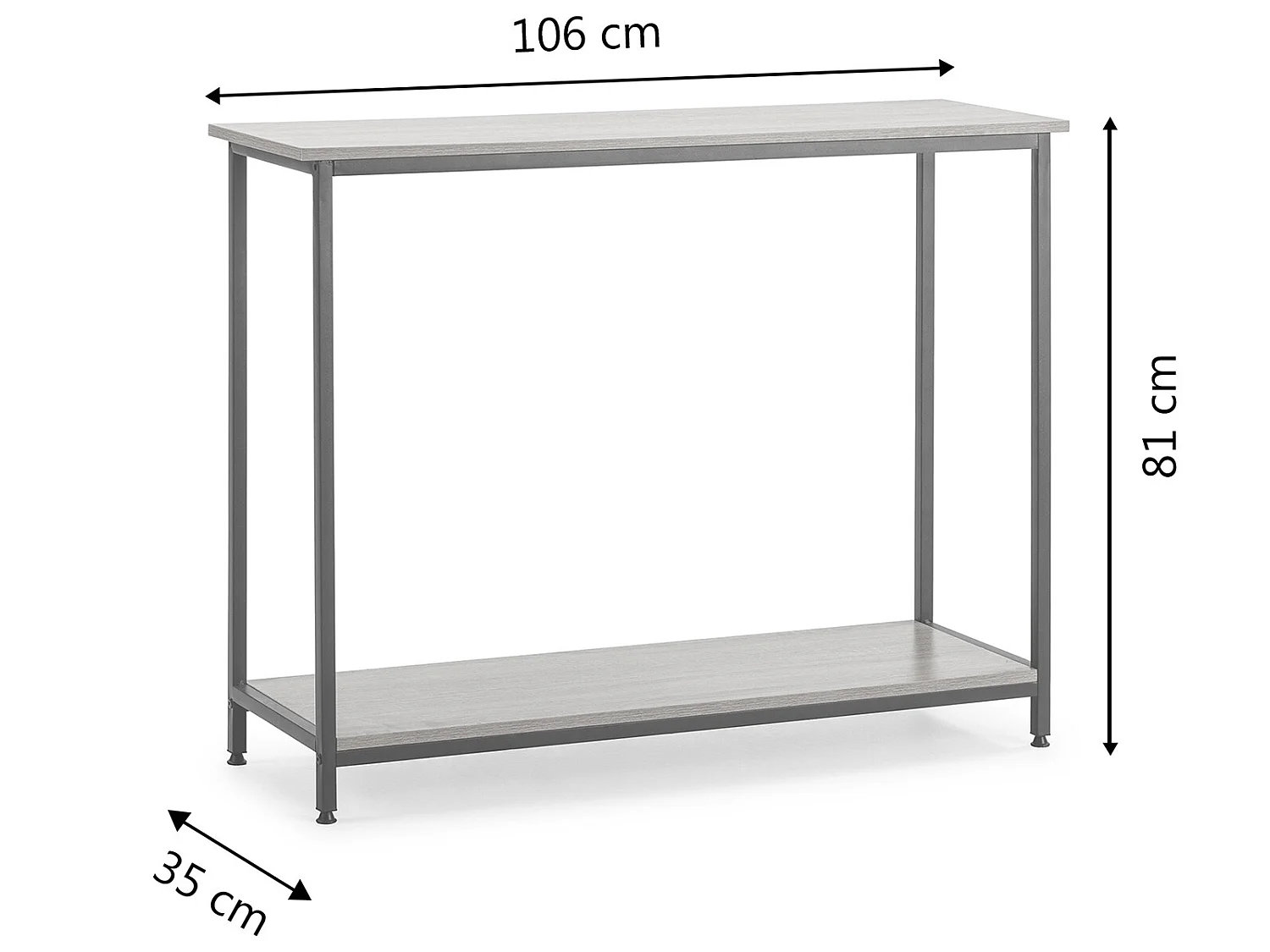 Meuble d'entrée Chloe couloir avec 1 étagère inférieure, chêne/noir