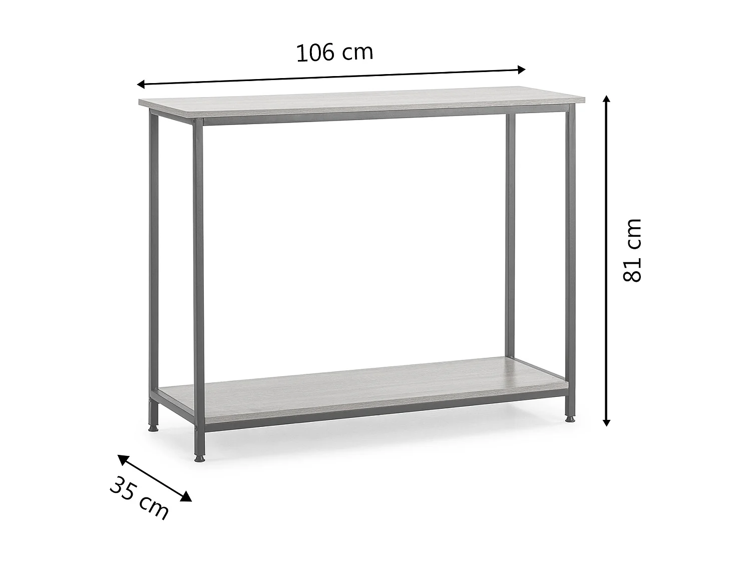 Hall de entrada Chloe com 1 prateleira inferior, cor carvalho/preto