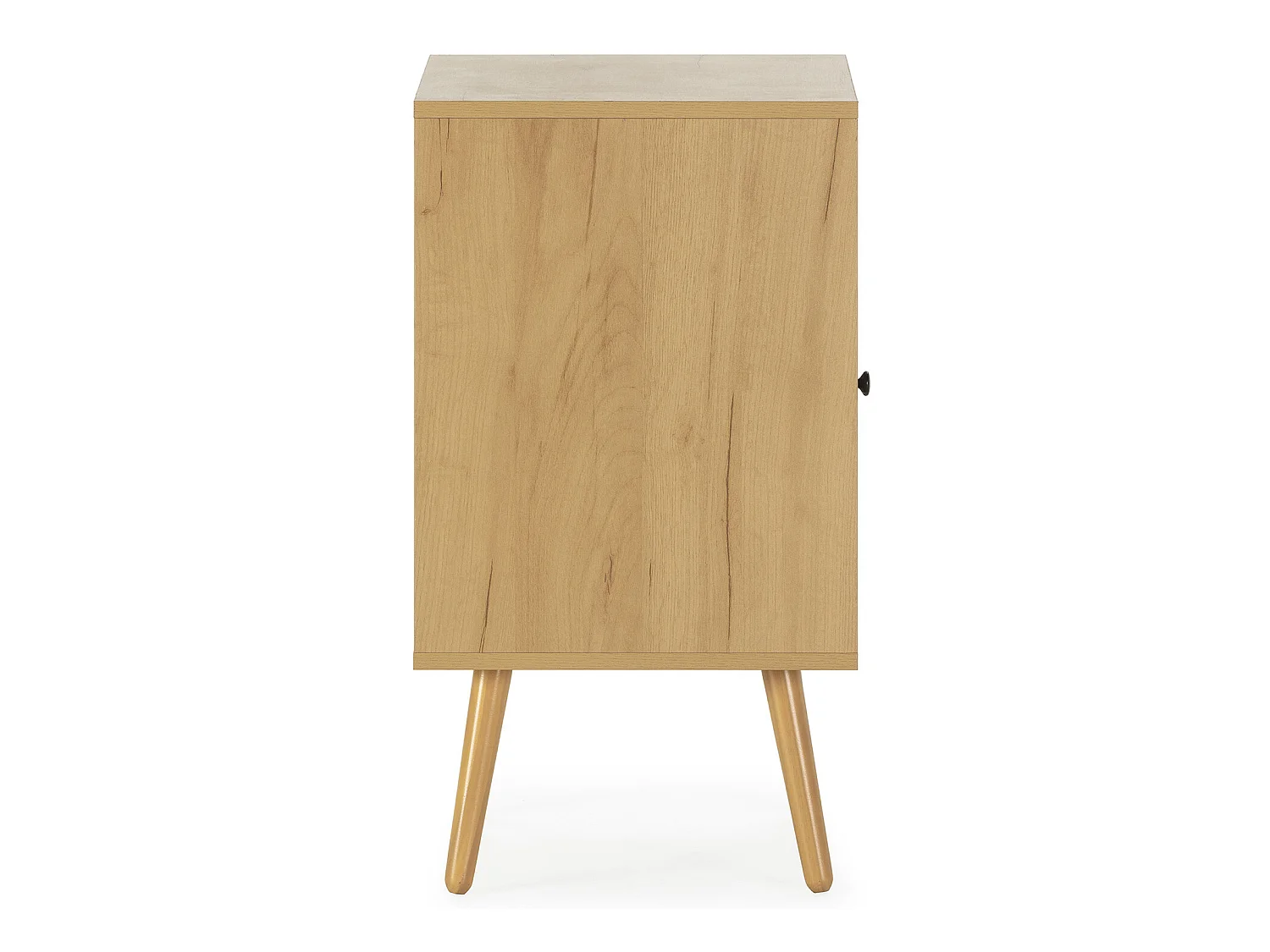 Comodino Bella 1 anta color rovere, rattan naturale