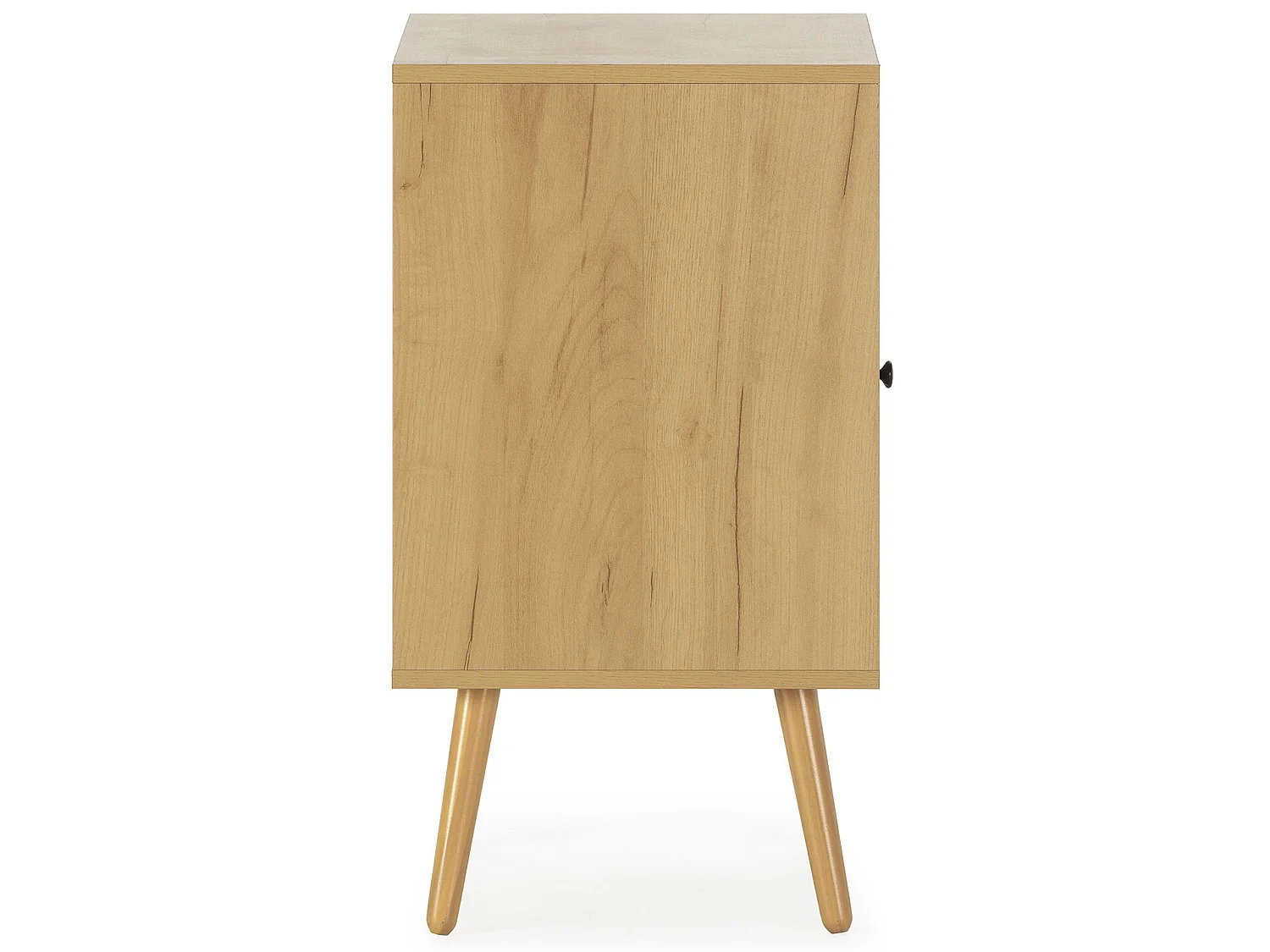 Table de Chevet Bella 1 Porte Couleur Chêne, Rotin Naturel