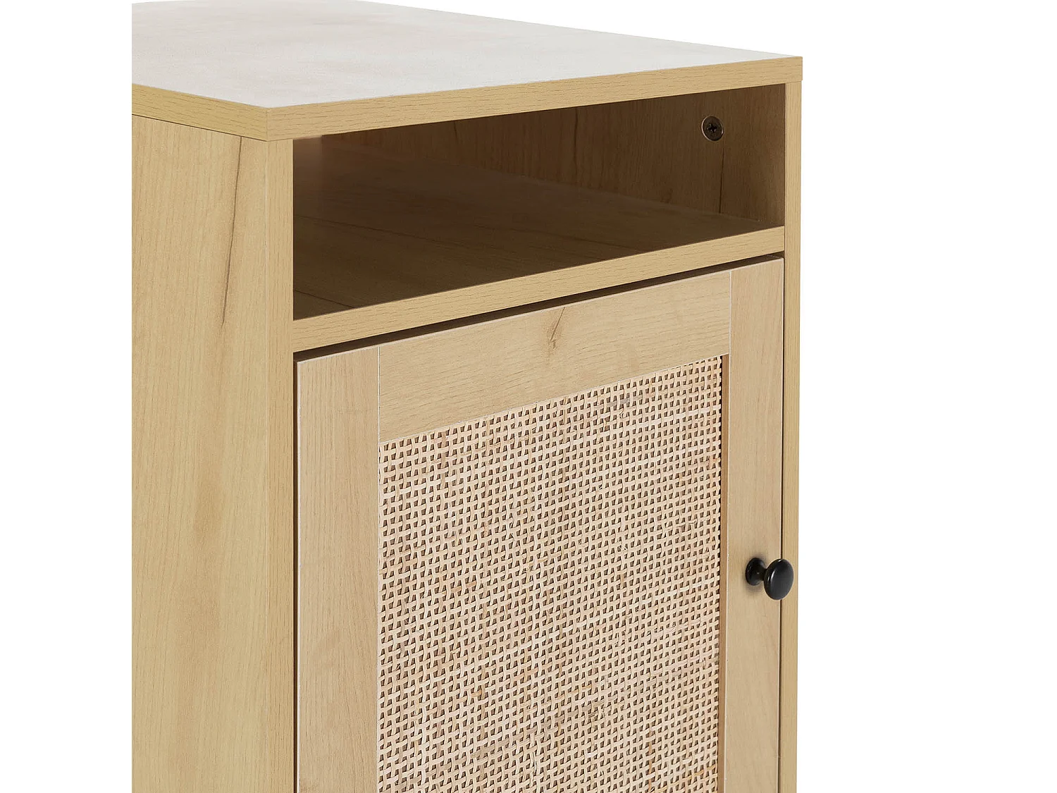 Nachtkastje Bella 1 Deur Eiken Kleur, Natuurlijk Rotan