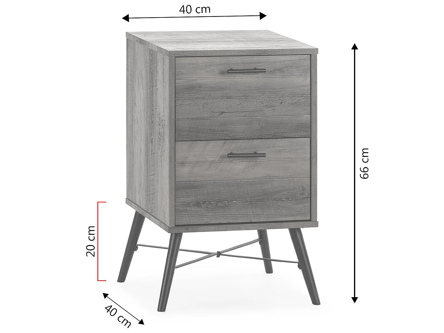 Mesa de cabeceira Cravo 2 gavetas Cor Rústica