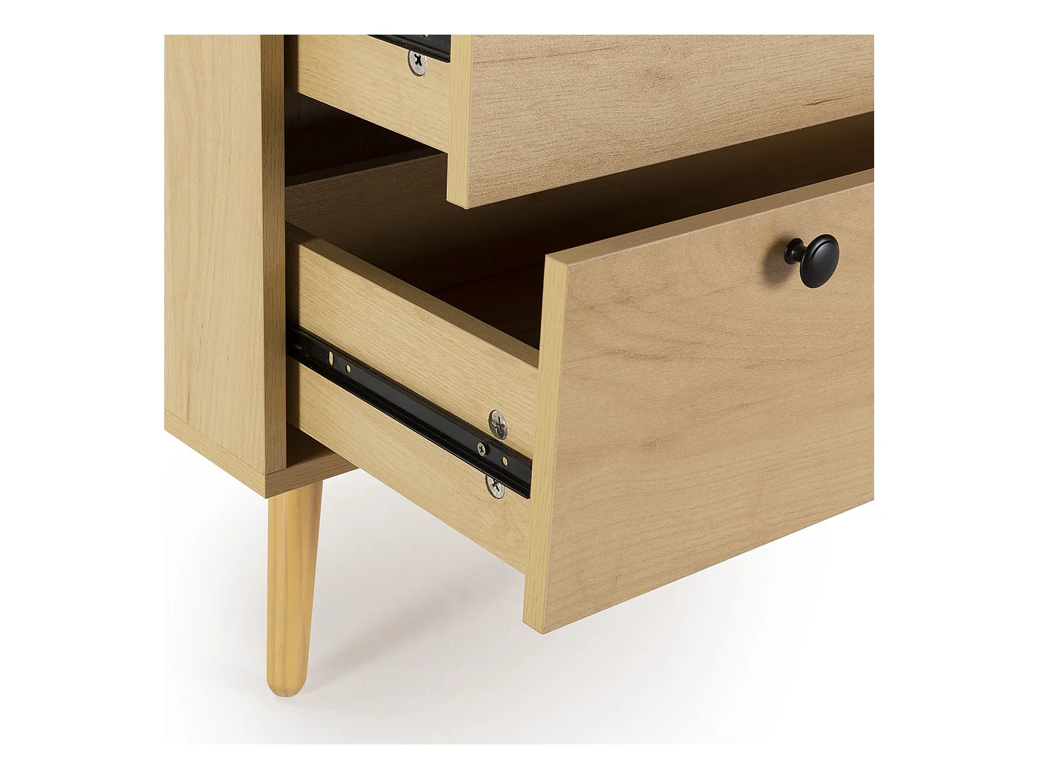 Cômoda de Noite Bella 3 gavetas Cor Carvalho com vime Natural