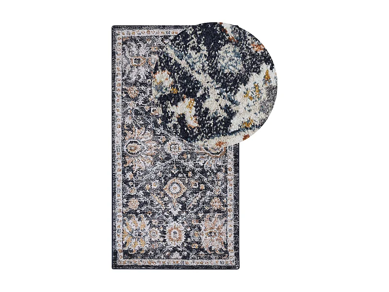 Teppich beige / blau 80 x 150 cm Kurzflor orientalisches Muster Vintage Malishka