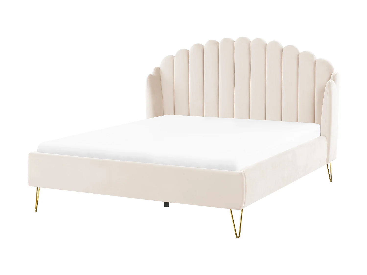 Letto Velluto AMBILLOU 160 x 200 cm Beige chiaro