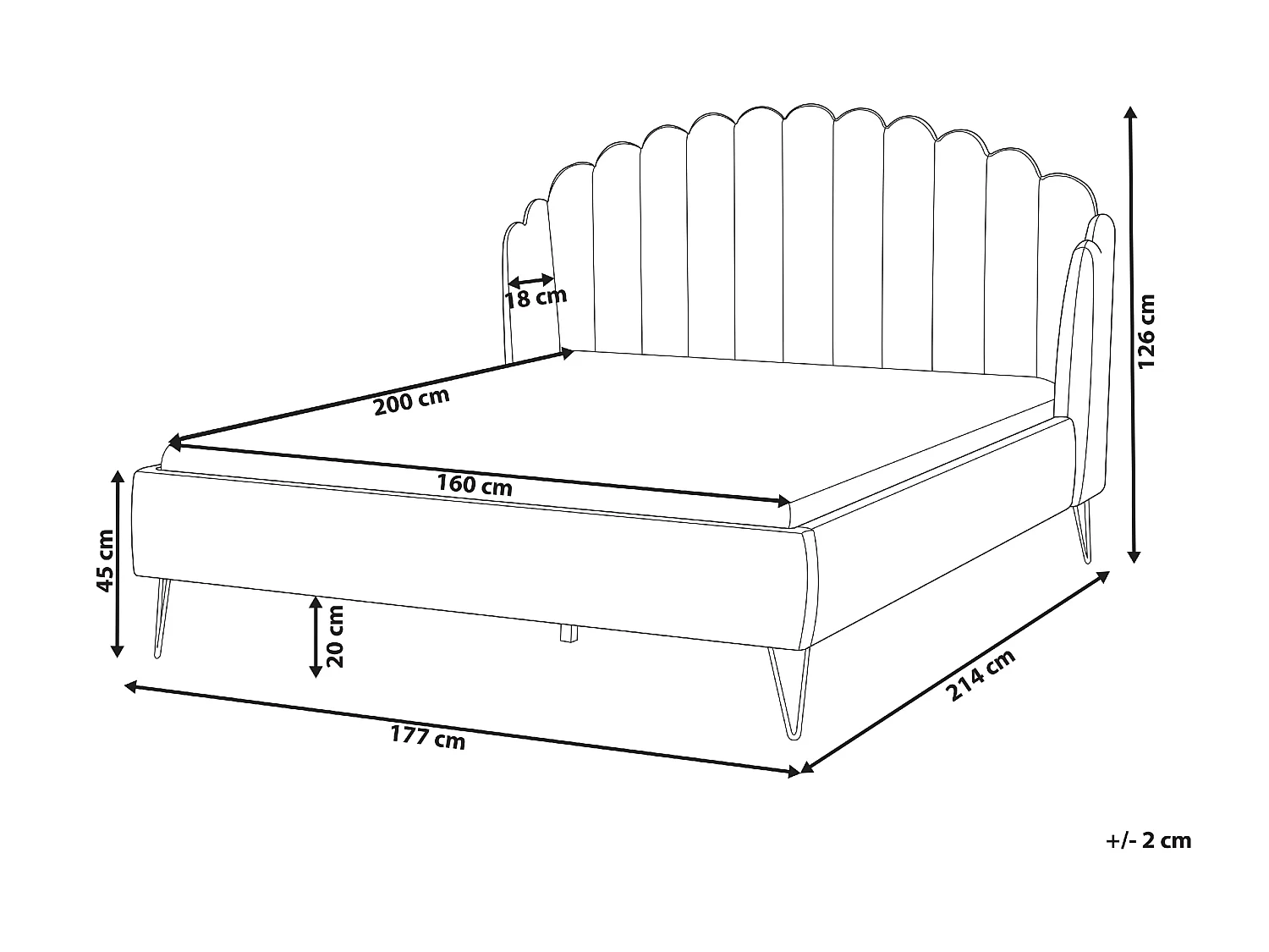Letto Velluto AMBILLOU 160 x 200 cm Beige chiaro