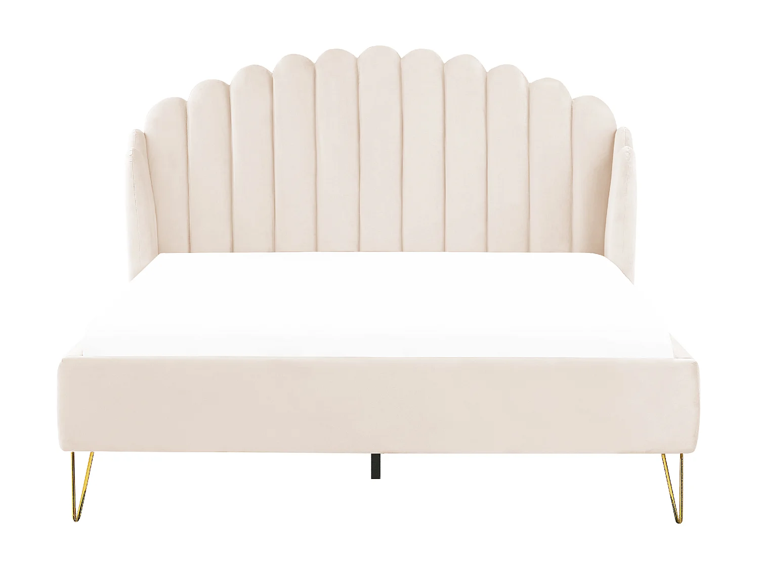 Letto Velluto AMBILLOU 160 x 200 cm Beige chiaro