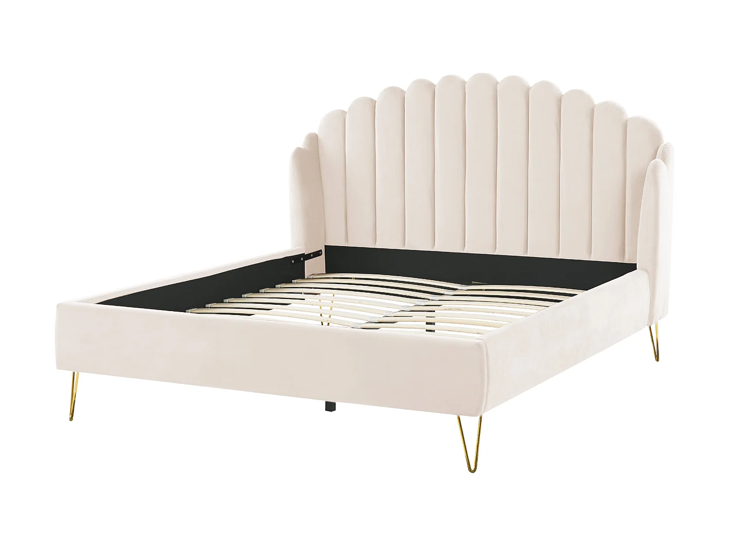 Letto Velluto AMBILLOU 160 x 200 cm Beige chiaro