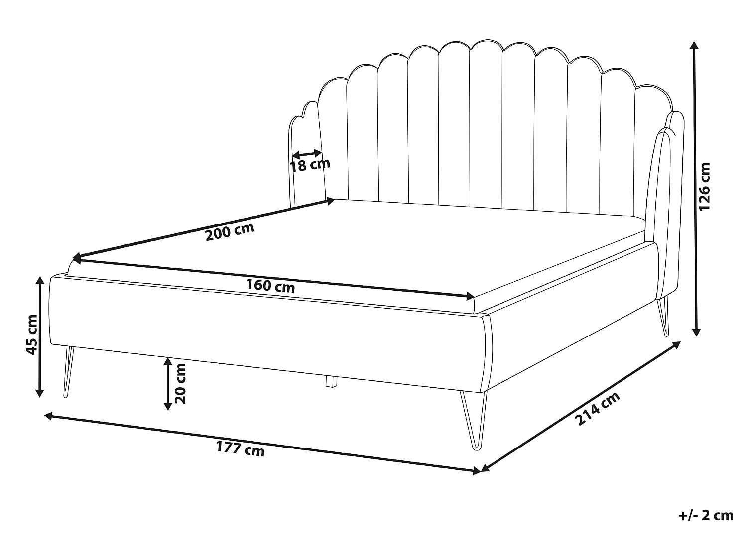 Lit avec sommier Velours AMBILLOU 160 x 200 cm Beige clair