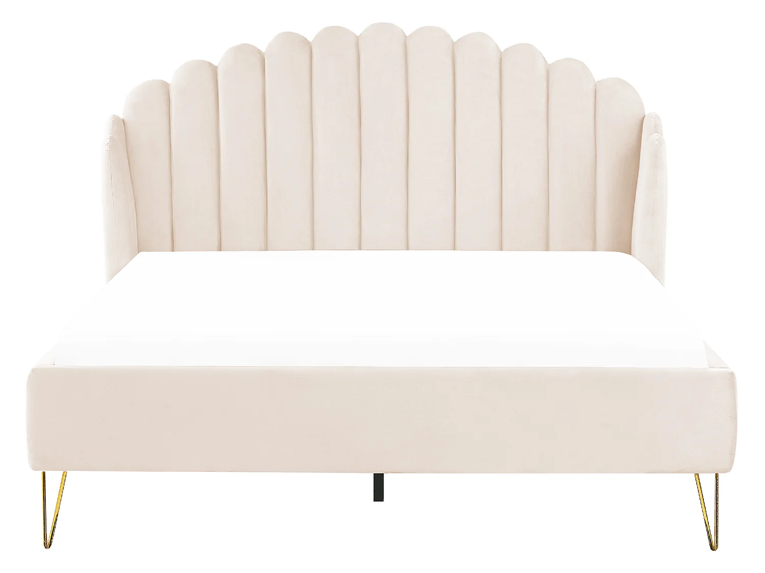 Lit avec sommier Velours AMBILLOU 160 x 200 cm Beige clair